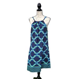 Crown & Ivy Navy and Green Geometric Dress